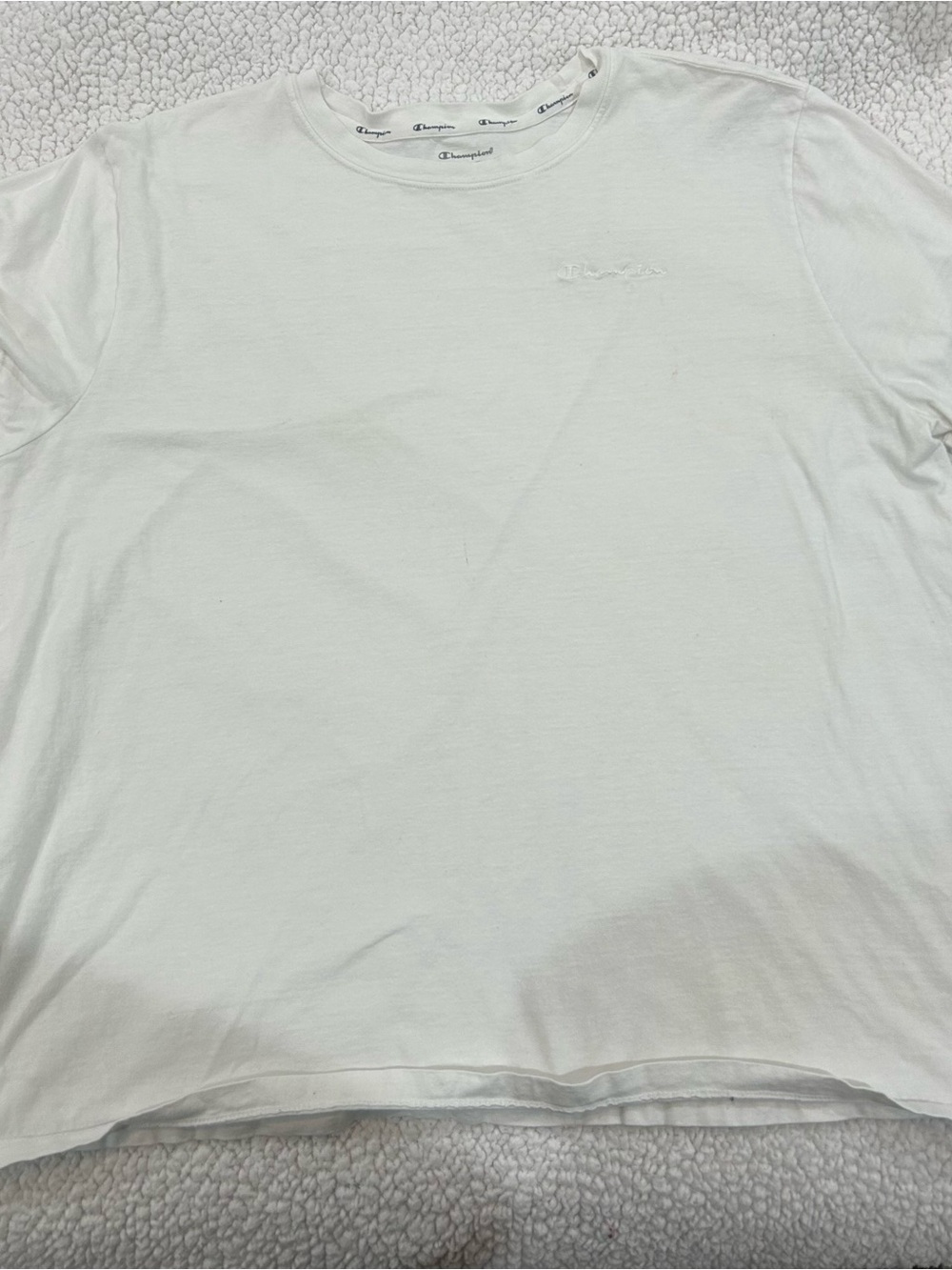 Champion White Short Sleeve Crewneck Tee with Subtle Logo